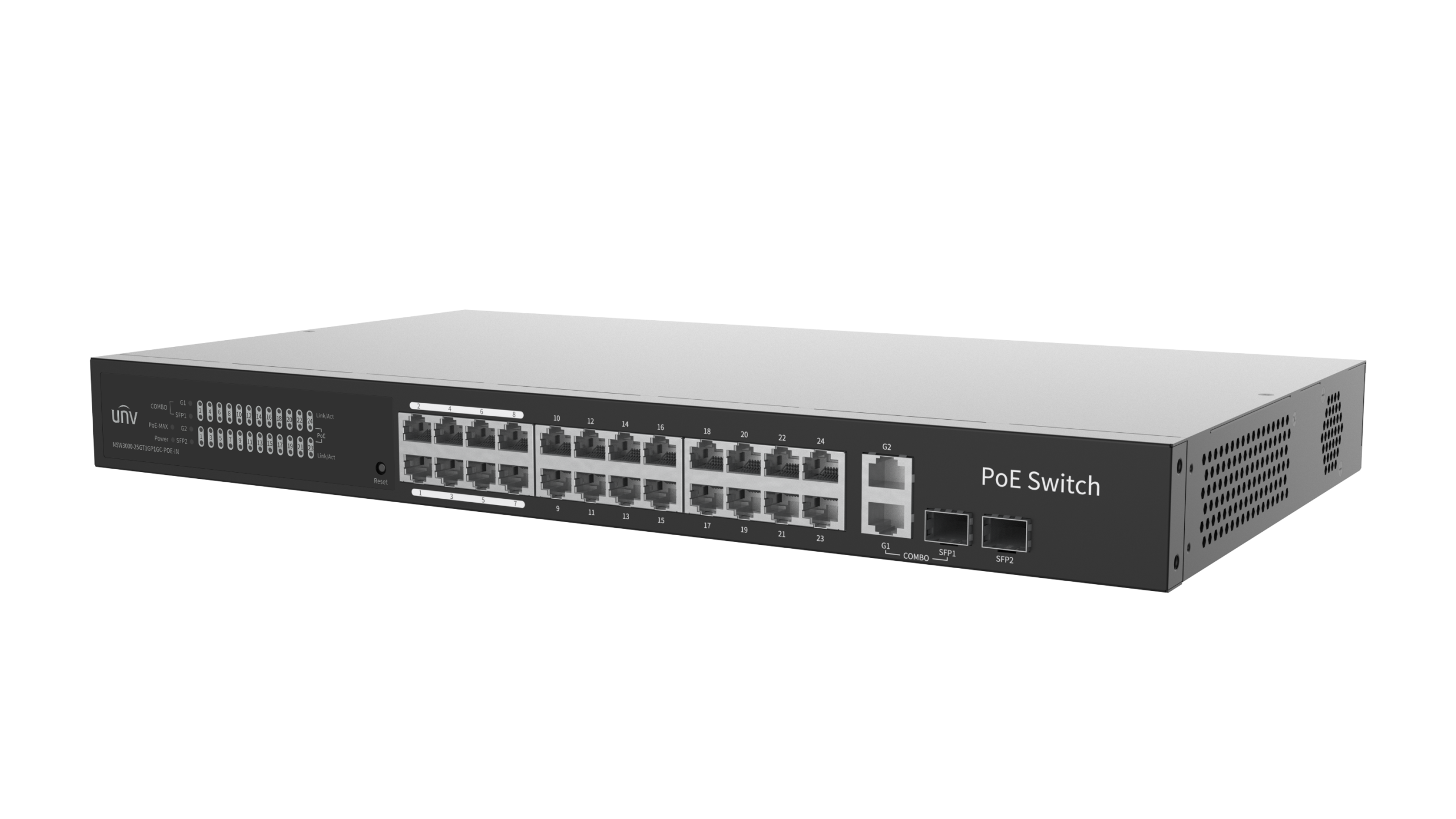 Cloud Managed 24-port Ethernet PoE Switch (high power) Maximum total power: 370W Uniview - Imagen 3