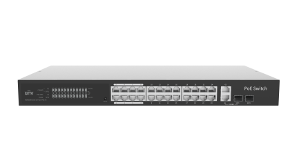 Cloud Managed 24-port Ethernet PoE Switch (high power) Maximum total power: 370W Uniview