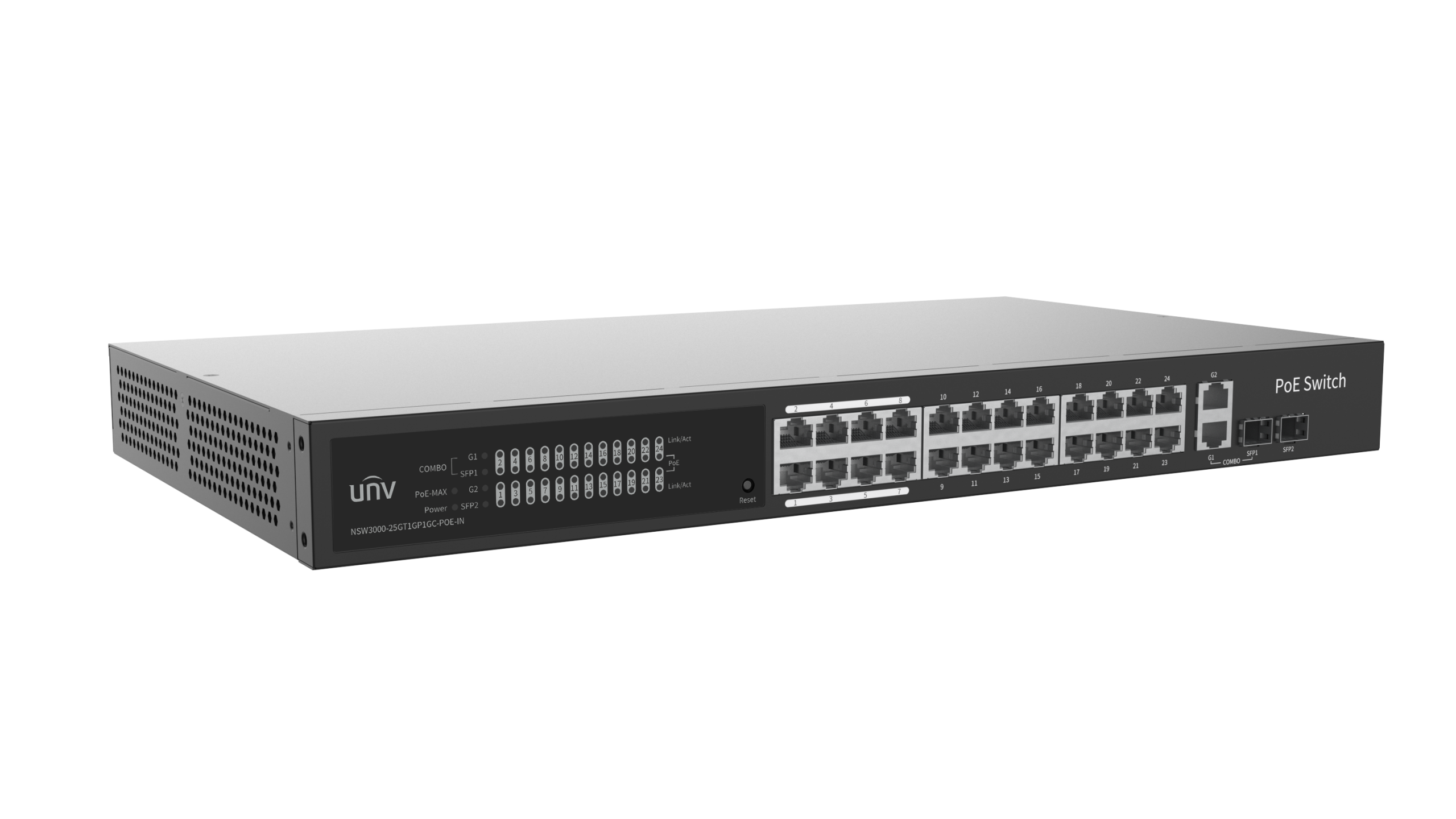 Cloud Managed 24-port Ethernet PoE Switch (high power) Maximum total power: 370W Uniview - Imagen 2